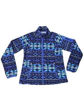 Free Country Blue Aztec Zip up Fleece Jacket Sweater